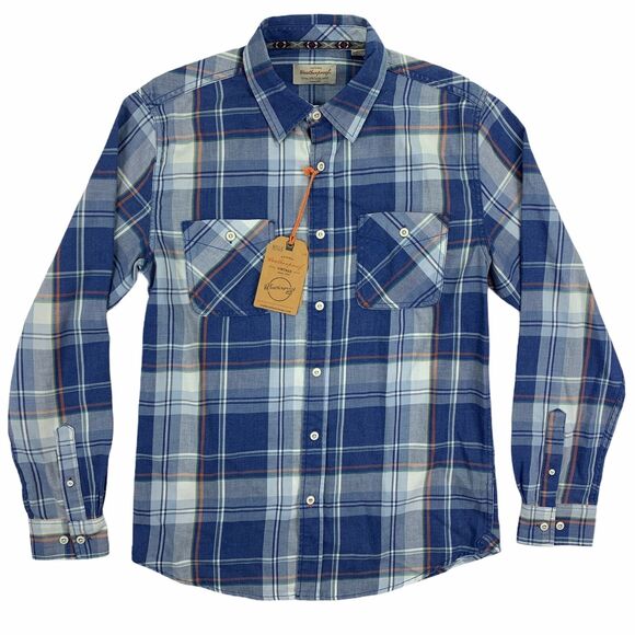 Weatherproof Vintage Mens Burnout Flannel Plaid Button Down Shirt Blue S - Picture 1 of 5